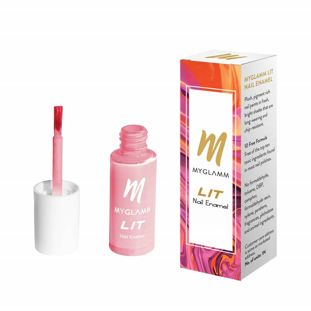 Myglamm LIT Nail Enamel - Crushing - Punch Pink Shade (7 Ml) - Distacart