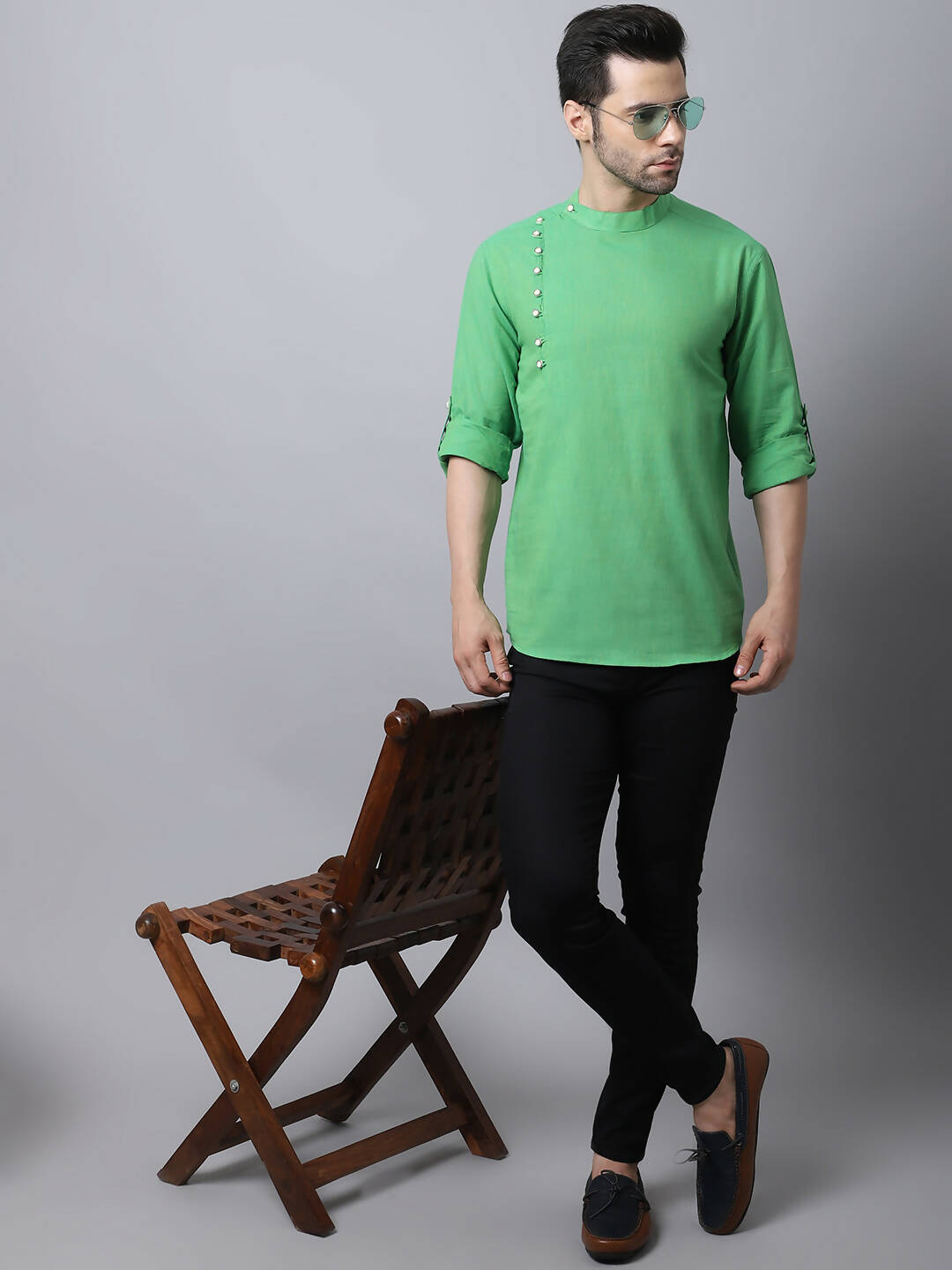 Even Apparels Green Pure Cotton Kurta With Side Placket - Distacart