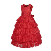 Thumbnail for Asmaani Baby Girl's Red Colour Satin A-Line Maxi Full Length Dress (AS-DRESS_22109) - Distacart