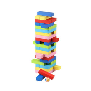 Skoodle Quest Stackrr Color Crash Tumbling Tower Game with 54 Precision Wooden Blocks of Premium Beachwood for Adults and Kids - Distacart