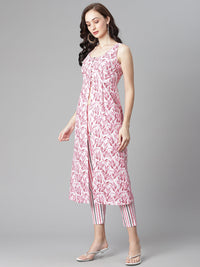 Thumbnail for NOZ2TOZ Women's Dark-Pink Cotton Print straight Kurta with Pant - Distacart