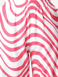 Thumbnail for NOZ2TOZ Women's White-Red Cotton Print A-Line Kurta with Palazzoo - Distacart