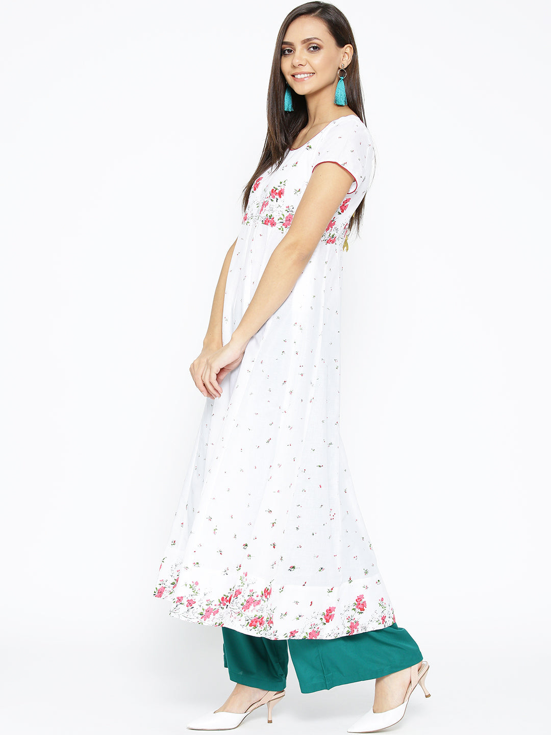 NOZ2TOZ Women's Cotton White Stylish Anarkali kurta - Distacart