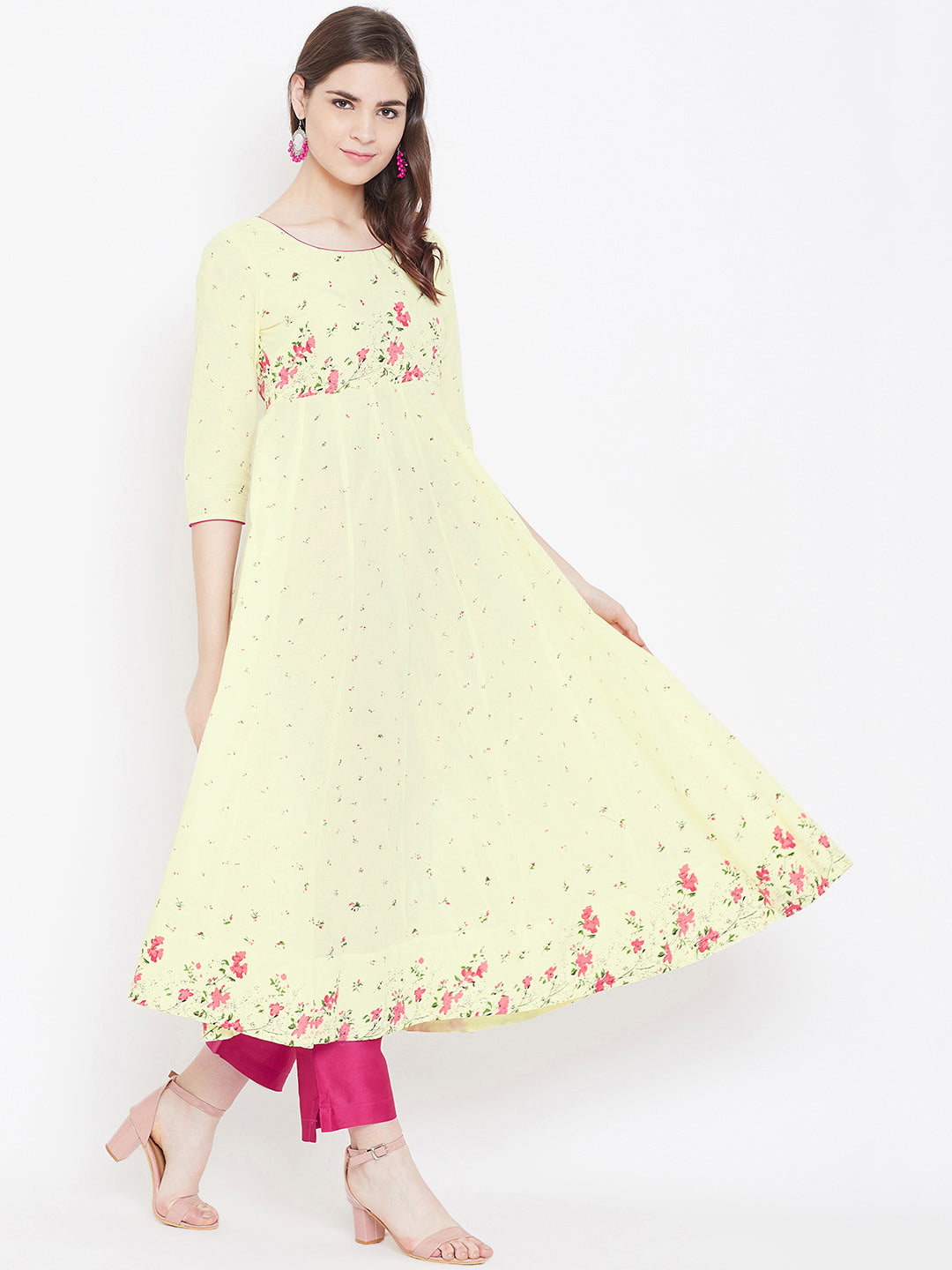 Melange floral print anarkali discount kurta
