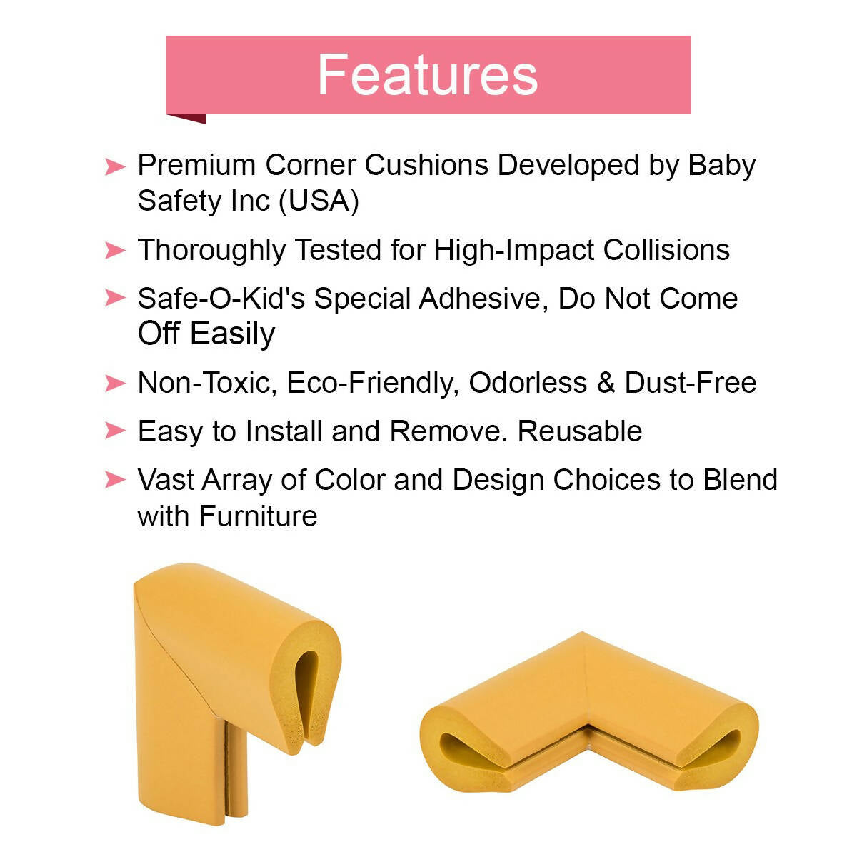 Safe-O-Kid High Qualityhigh Densityu Shapedmedium (5.5*5.5*3.5 Cm) Nbr Corner Cushions - Light Brown - Distacart