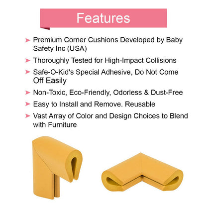 Safe-O-Kid High Qualityhigh Densityu Shapedmedium (5.5*5.5*3.5 Cm) Nbr Corner Cushions - Light Brown - Distacart