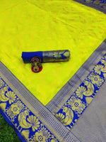 Thumbnail for DEIANA'S Beautiful Golden Jari with New Design Soft Lichi Silk Saree - Yellow - Distacart