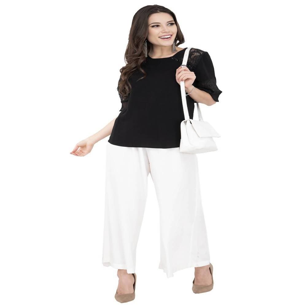 Lagi Women's White Solid Palazzo (PLZ04F)