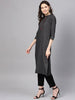 Myshka Women Black & White Striped Straight Kurta - Distacart