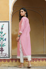 Thumbnail for Juniper Women's Onionpink Shantoon Printed Straight Kurta - Distacart