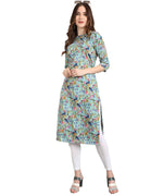 Thumbnail for Vamika Rama Green French Crepe Printed Party Wear/Casual Wear Kurti - Distacart