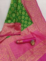 Thumbnail for DEIANA'S Beautiful Golden Jari with New Design Soft Lichi Silk Saree - Green - Distacart