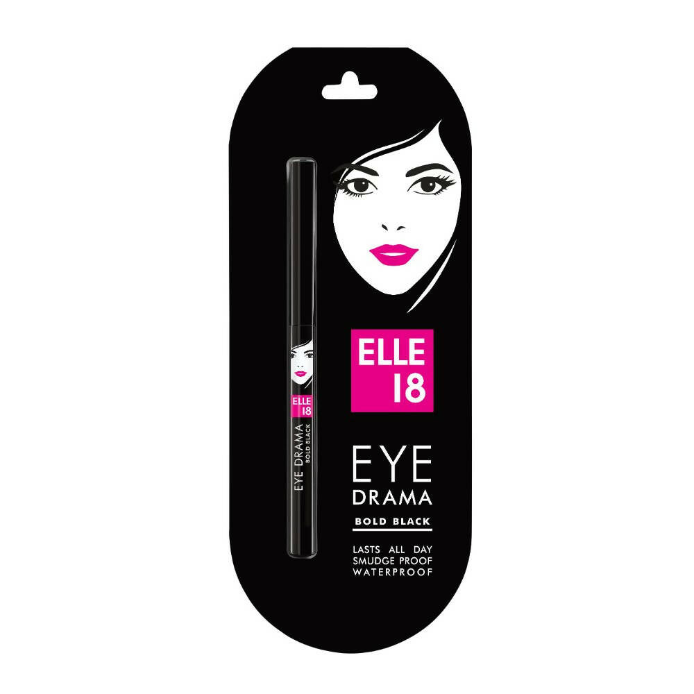 Elle 18 Eye Drama Kajal-Bold Black - Distacart