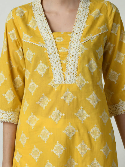 Myshka Women's Yellow Straight Printed Kurta - Distacart
