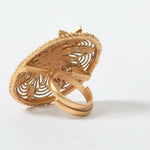 Thumbnail for Mominos Fashion Joharkamal Gold-Plated Stone Studded Adjustable Finger Ring - Design 13 - Distacart