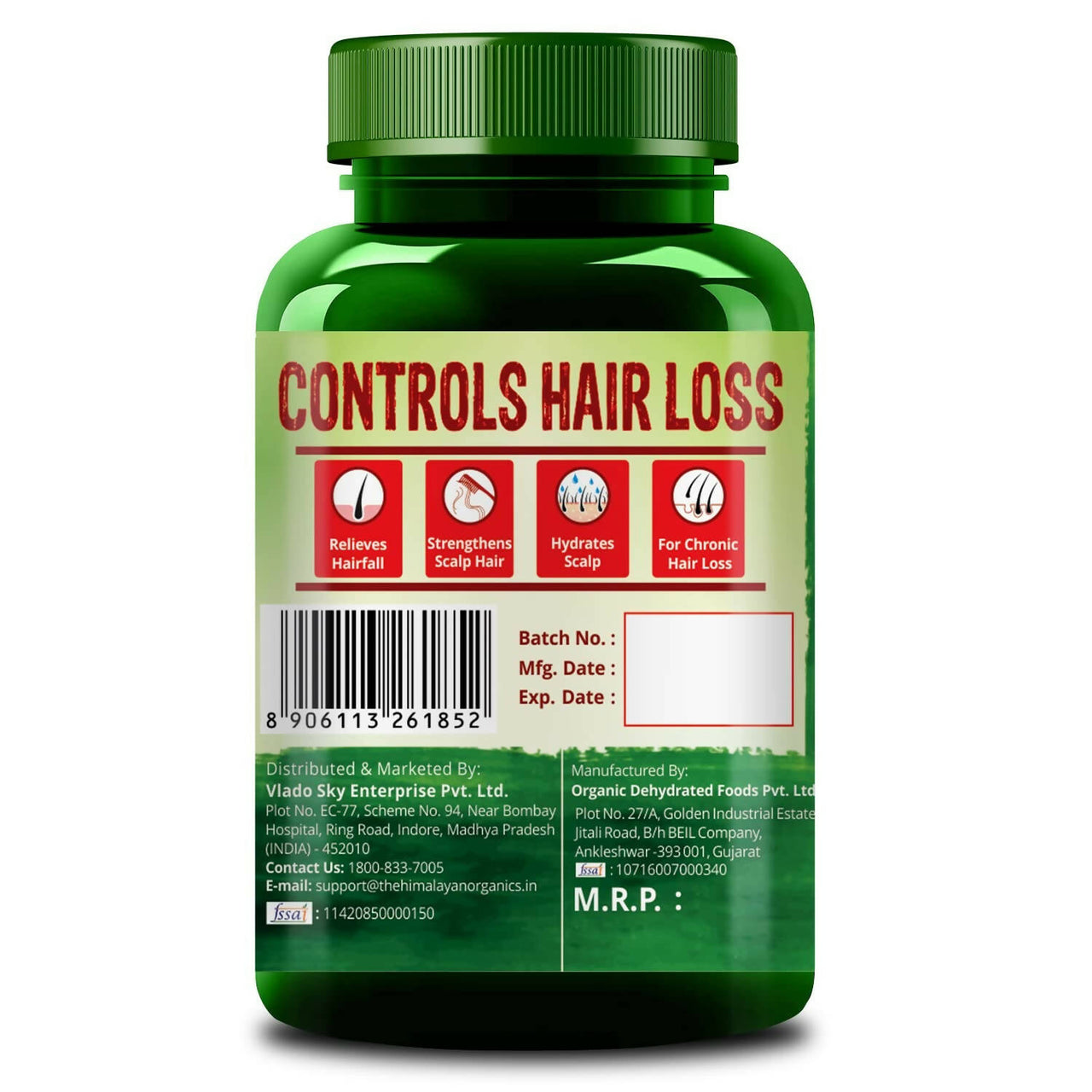 Himalayan Organics Plant Based Hair-Skin Vitamin Biotin + DHT Blocker Veg Capsules - Distacart