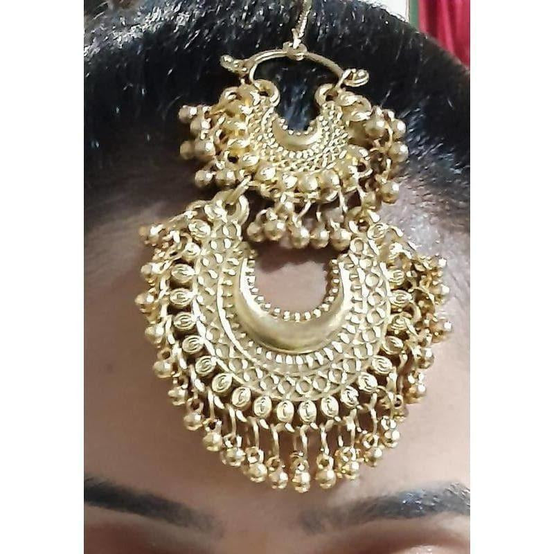 Gold Plated Brass Chandbali Maang Tikka