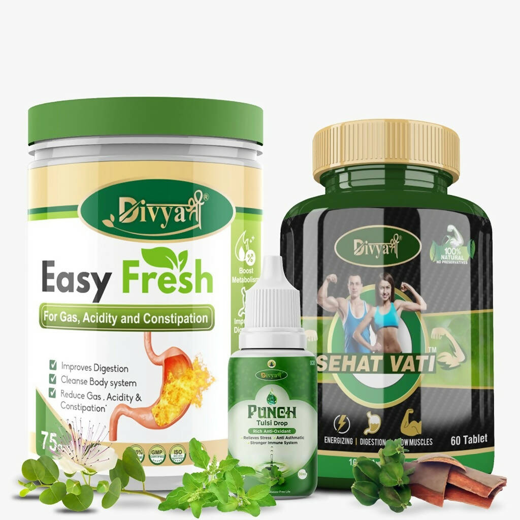 Divya Shree Sehat Vati Capsule, Easy Fresh Powder & Punch Tulsi Drop Combo - Distacart