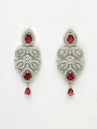 Thumbnail for NVR Women Silver Plated & Maroon Cz Stone Handcrafted Jewellery Set - Distacart