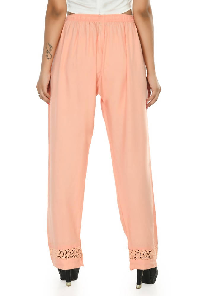 Mominos Fashion Moeza Reyon Cotton Peach Color Straight Palazzo