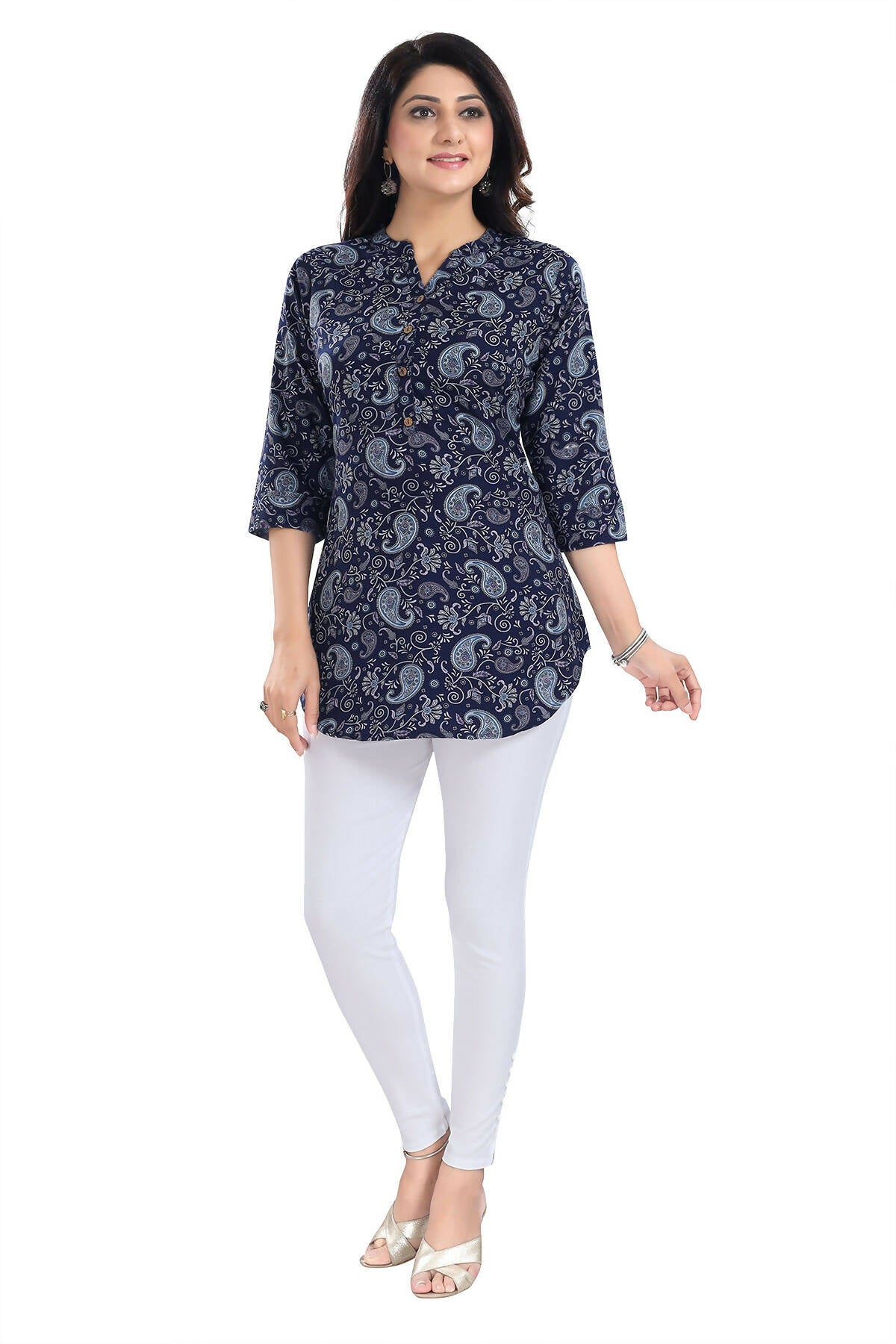 Snehal Creations Ethnic Galore Blue Short Tunic Top for Women - Distacart