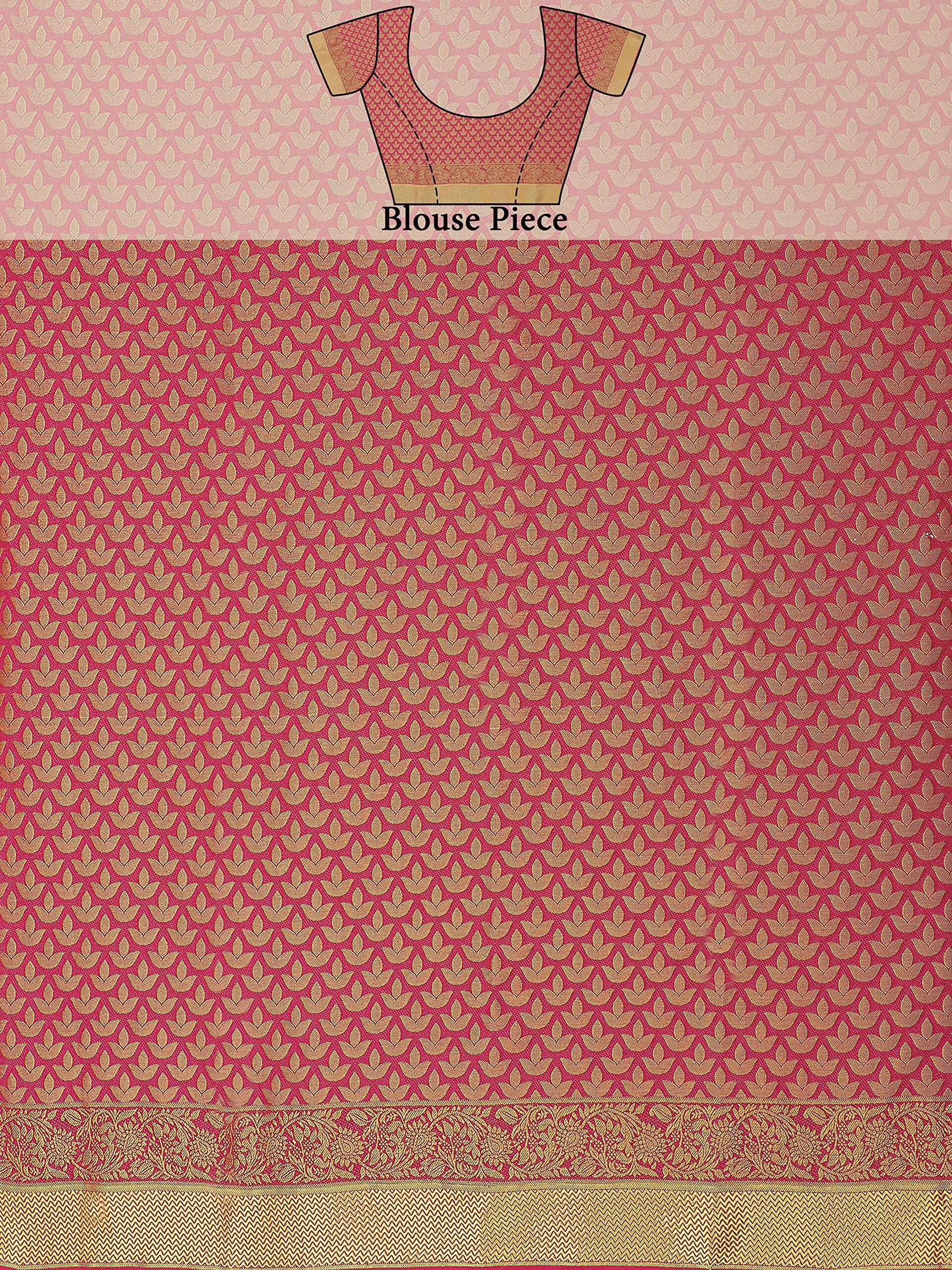 Mimosa Women's Kanchipuram Art Silk Pink Saree - Distacart