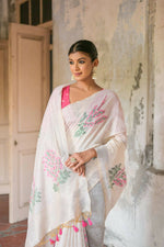Thumbnail for Vishnu Weaves Women's Pink Muga Cotton Woven Saree with Blouse - Distacart