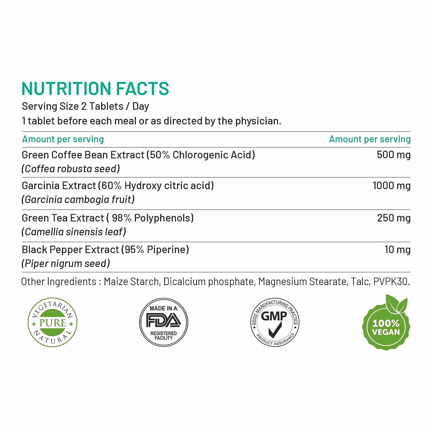 Bliss Welness Green Tea + Garcinia + Green Coffee Bean Extract Tablets - Distacart