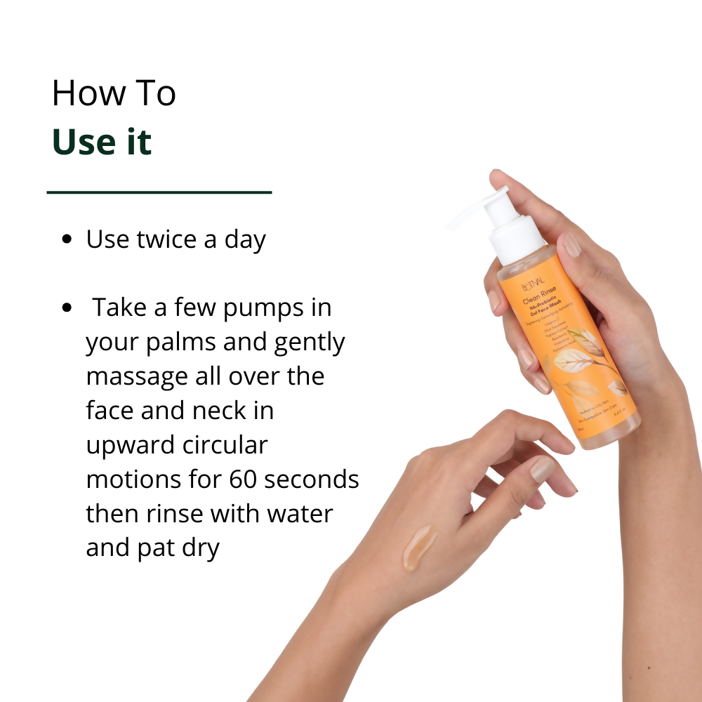 Botnal Clean Rinse Probiotic Gel Face Wash With Vitamin C, Hyaluronic Acid and Papaya - Distacart