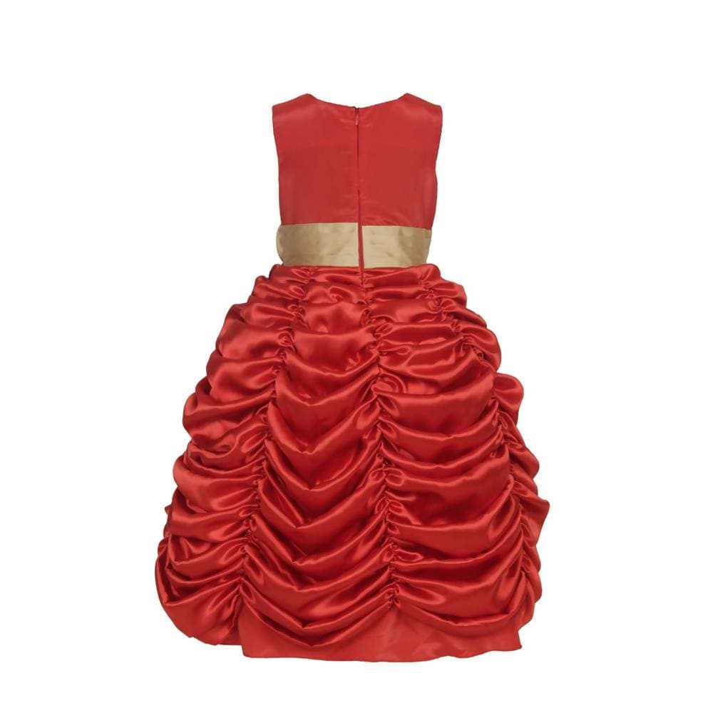 Asmaani Baby Girl's Red Color Satin A-Line Maxi Full Length Dress (AS-DRESS_22022) - Distacart