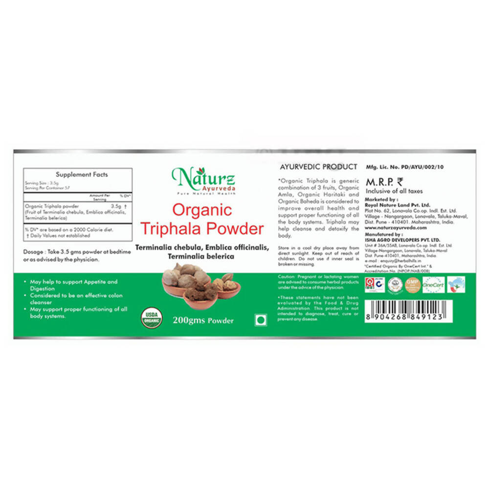 Naturz Ayurveda Organic Triphala Powder - Distacart