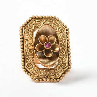 Mominos Fashion Joharkamal Gold-Plated Stone Studded Adjustable Finger Ring - Design 018 - Distacart