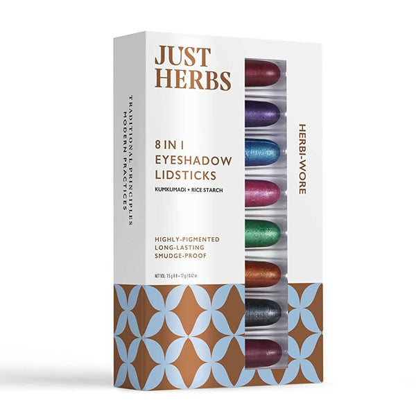 Just Herbs 8 In 1 Eye Shadow Lidsticks Highly-Pigmented Long-Lasting Smudge-Proof - Herbi-Wore - Distacart