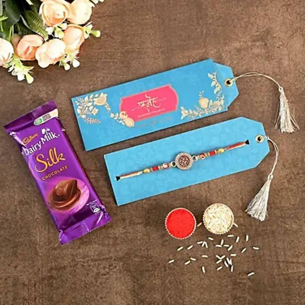 Meenakari Work Rakhi & Silk Chocolate