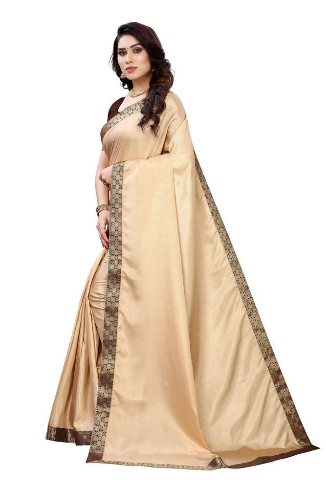 Vamika Cream Dola Silk Border Saree (Kirti Cream)