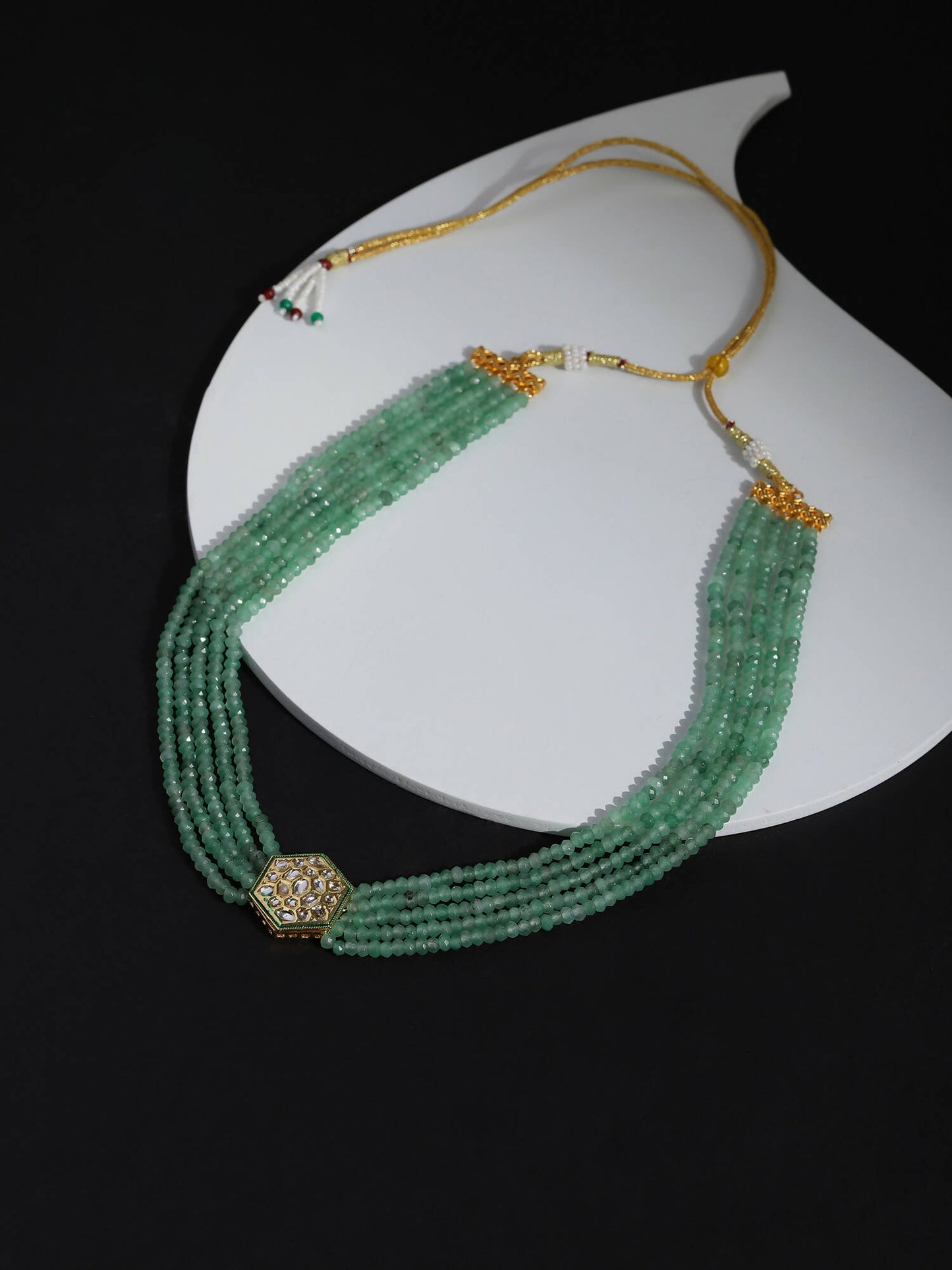 Green Gold-Toned Brass Gold-Plated Necklace - Ruby Raang - Distacart