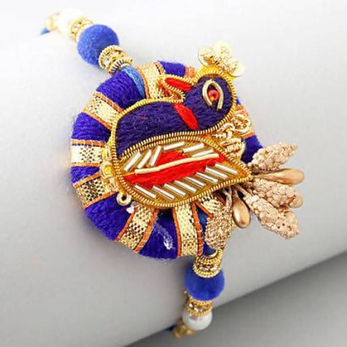 Blue Peacock Zardosi Rakhi