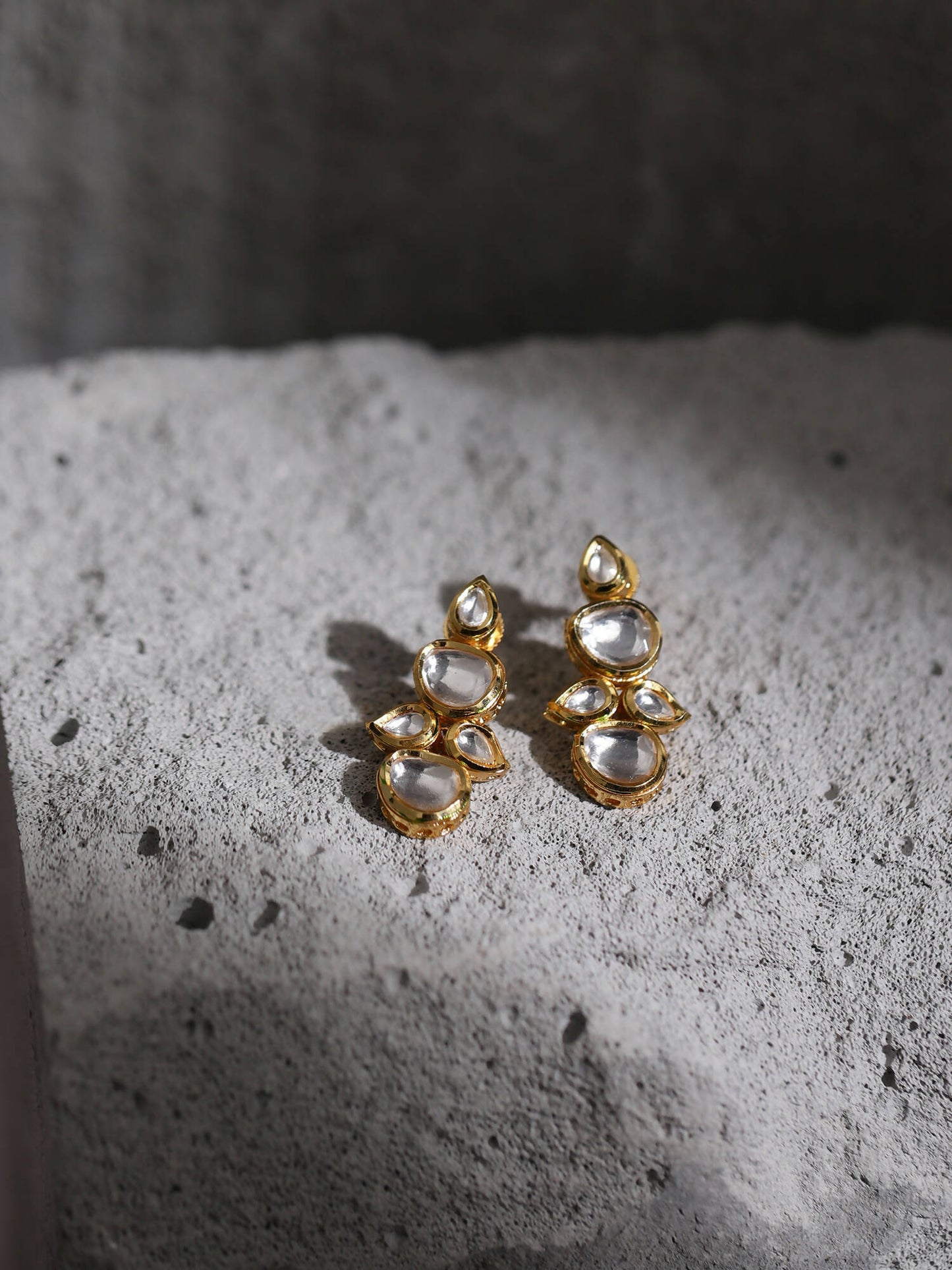 White Gold-Toned Contemporary Gold-Plated Drops Earrings - Ruby Raang - Distacart