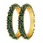 Thumbnail for Mominos Fashion Joharkamal Gold-Plated Green Beads Work Bangles - Distacart