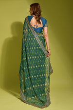 Thumbnail for Malishka Women's Rama Georgette Chiffon Floral Print Saree With Blouse Piece - Distacart