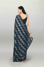 Thumbnail for Malishka Women's Designer Georgette Sequence Embroidery Work Saree With Blouse Piece - Petrol - Distacart