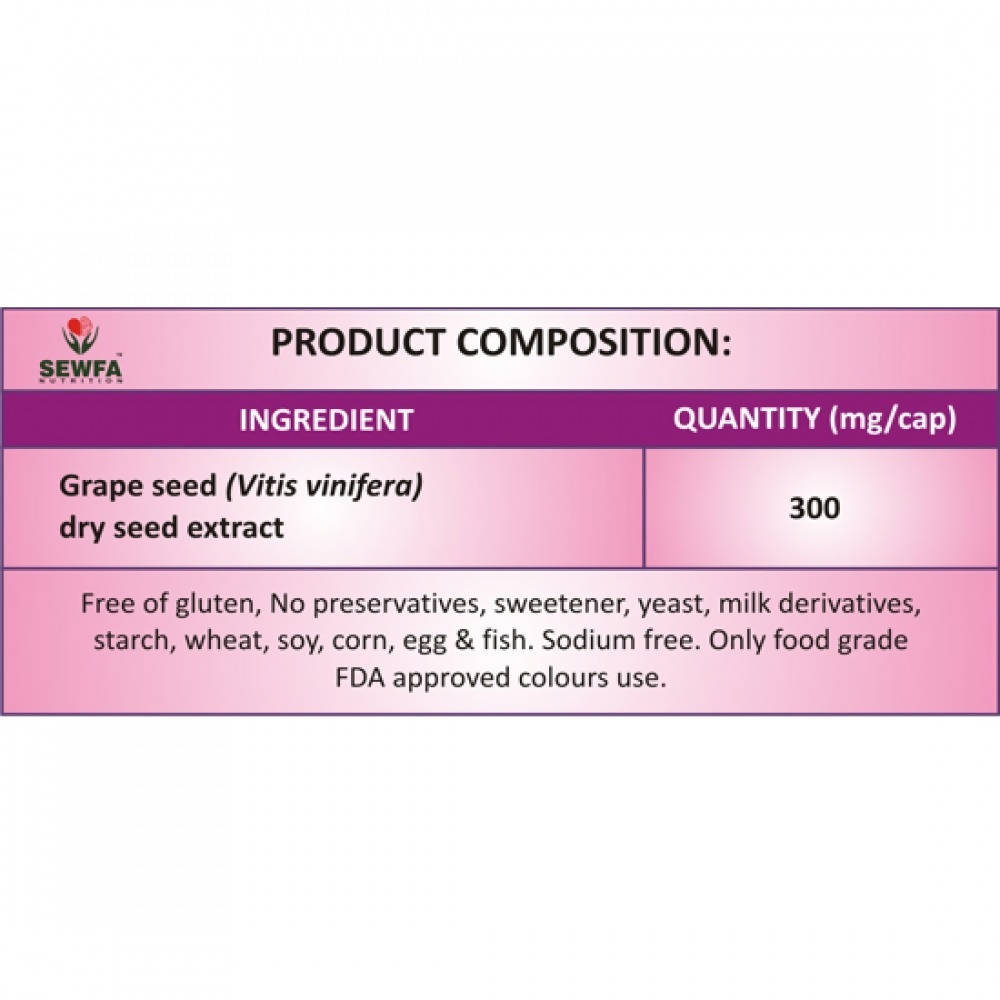 Sewfa Naturals Grape Seed Extract Capsules - Distacart