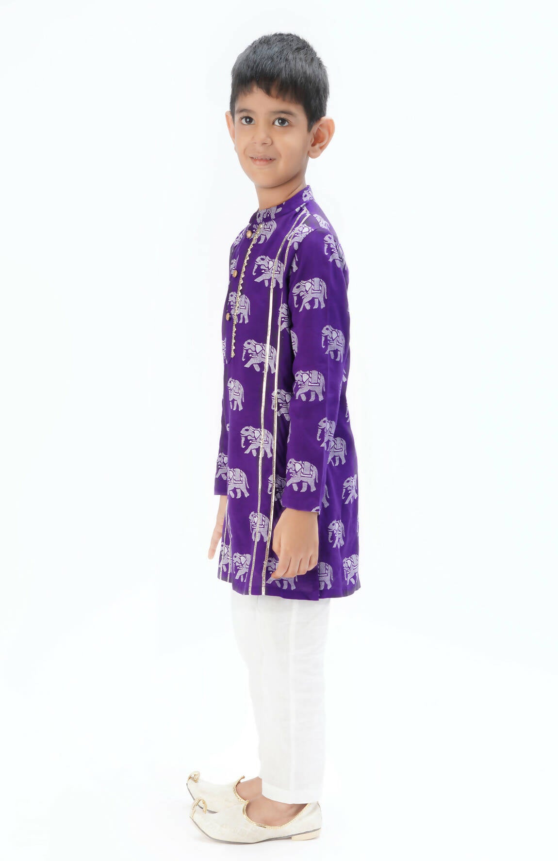 Lil Drama Trunk Tales Boys Purple Kurta With Pant Set - Distacart