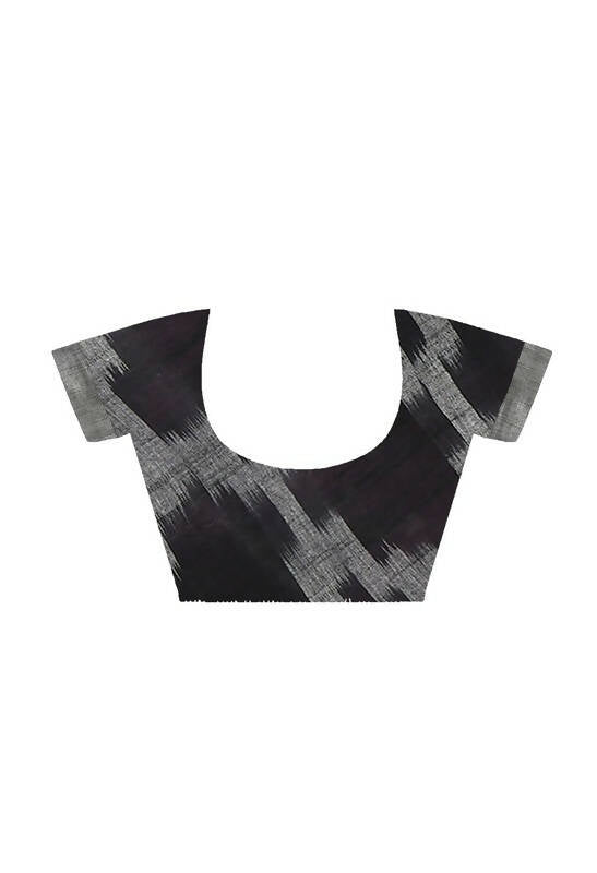 Mominos Fashion Moeza Pink & Black Bhagalpuri Handloom Ikat Pure Cotton Saree with unstitched Blouse piece - Distacart