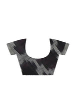 Thumbnail for Mominos Fashion Moeza Pink & Black Bhagalpuri Handloom Ikat Pure Cotton Saree with unstitched Blouse piece - Distacart