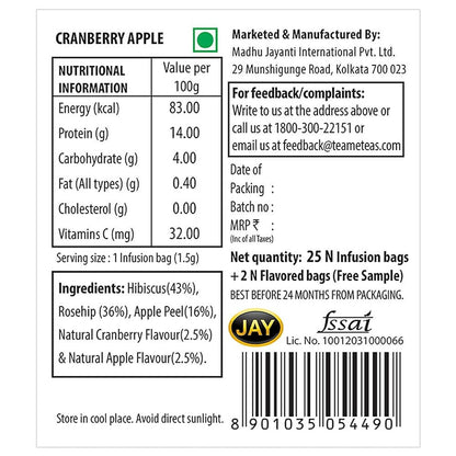 TE-A-ME Cranberry Apple Cheer Infusion Tea Bags - Distacart