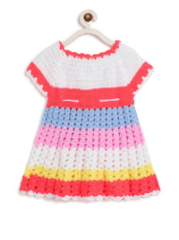 Thumbnail for ChutPut Hand knitted Crochet Rainbow Wool Dress - Multi - Distacart