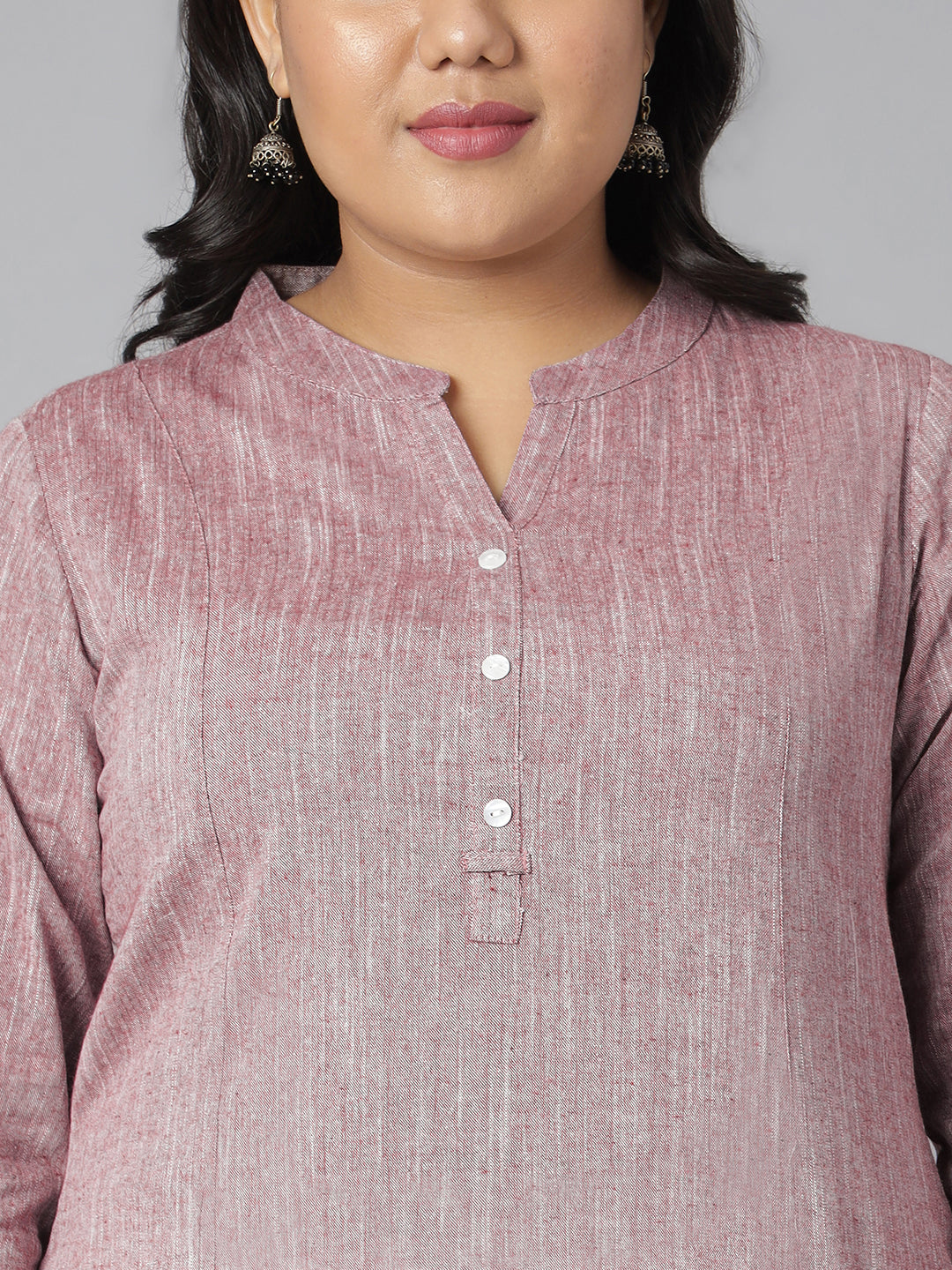 Janasya Women's Mauve Cotton Slub Solid Casual Straight Kurta - Distacart