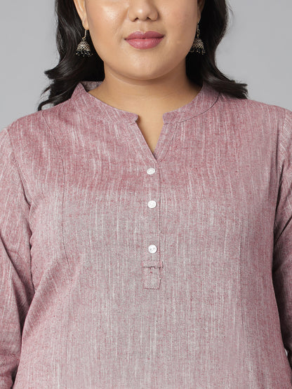 Janasya Women's Mauve Cotton Slub Solid Casual Straight Kurta - Distacart