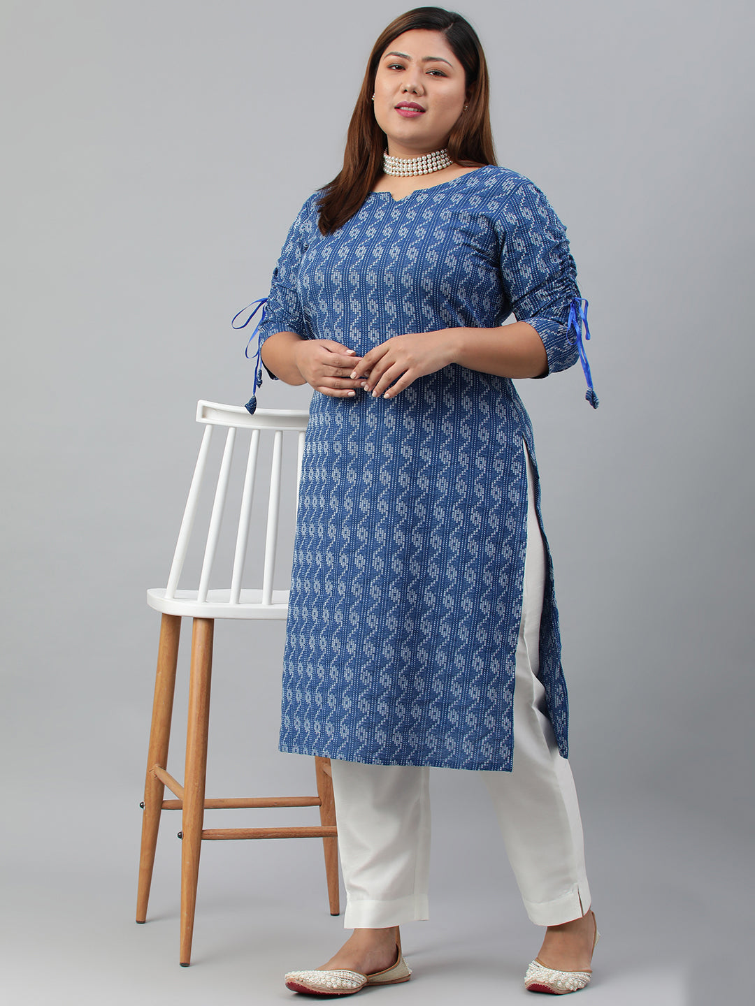 Janasya Women's Blue Cotton Woven Design Casual Straight Kurta - Distacart